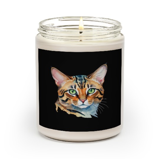 Leopard Cat Watercolor Scented Candles