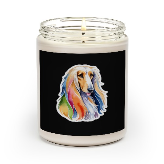Afghan Hound Dog Watercolor Scented Candles