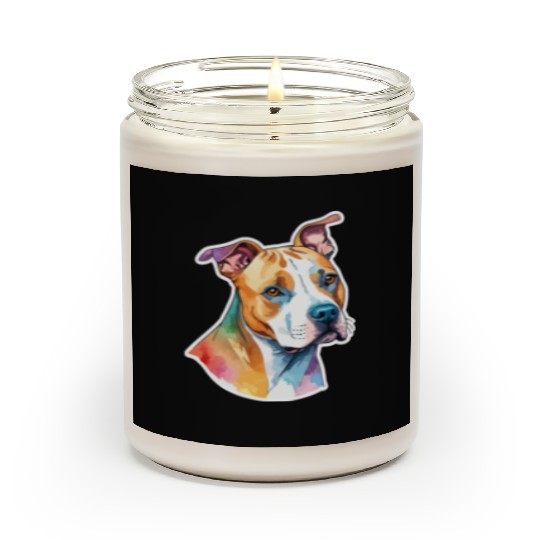 American Staffordshire Terrier Watercolor Scented Candles