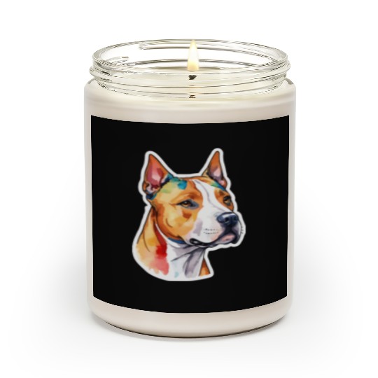 American Staffordshire Terrier Watercolor Scented Candles