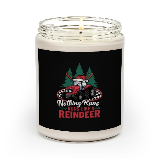 Nothing Runs Like A Reindeer Christmas Tractor Scented Candles