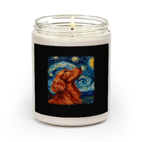 Irish Setter Dog Starry Night Painting Scented Candles