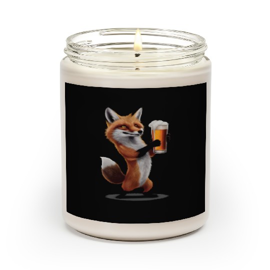 Fox Drinking Beer Realistic Scented Candles