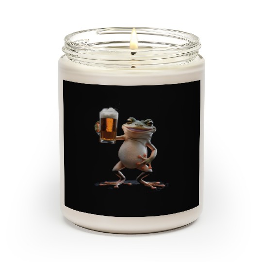 Frog Drinking Beer Realistic Scented Candles