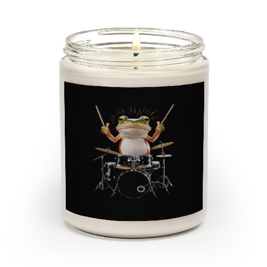 Frog Playing Drums Realistic Scented Candles