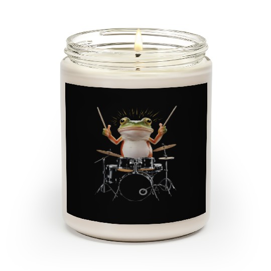 Frog Playing Drums Realistic Scented Candles
