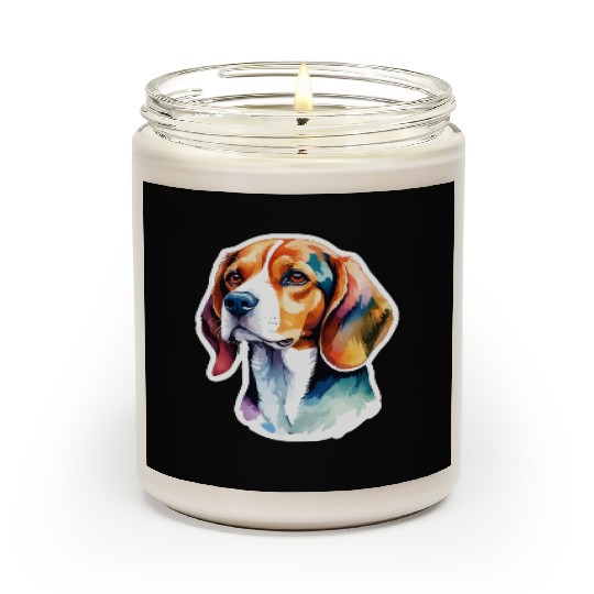 Beagle Watercolor Scented Candles