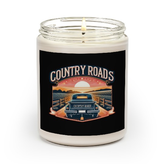 Vintage Truck on a Country Sunset Road Scented Candles