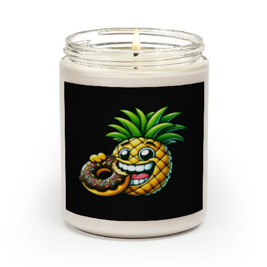 Funny Pineapple Donut Cartoon Fruity Sweet Design Scented Candles