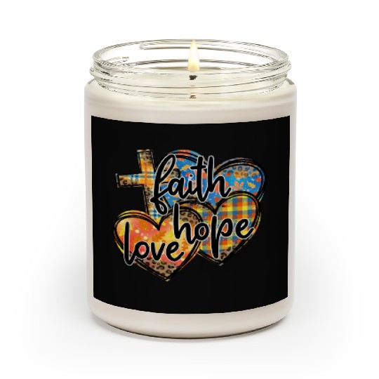 Faith Hope Love Hearts Cross Religion Scented Candles