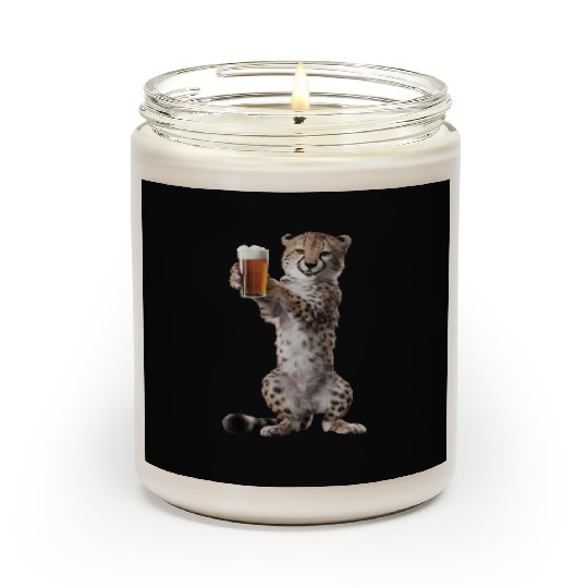Cheetah Drinking Beer Realistic Scented Candles