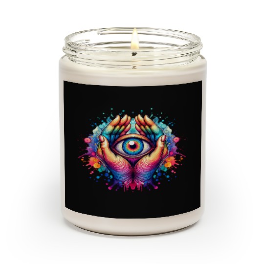 Psychedelic colorful eye Scented Candles