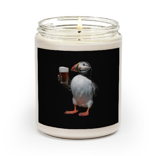 Atlantic Puffin Drinking Beer Realistic Scented Candles