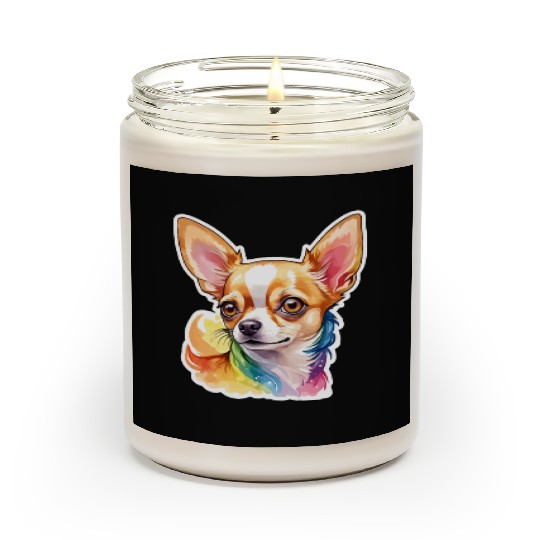Chihuahua Watercolor Scented Candles