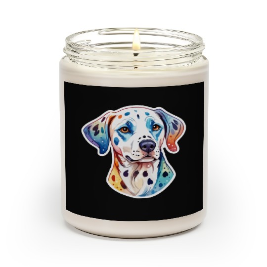 Dalmatian Dog Watercolor Scented Candles
