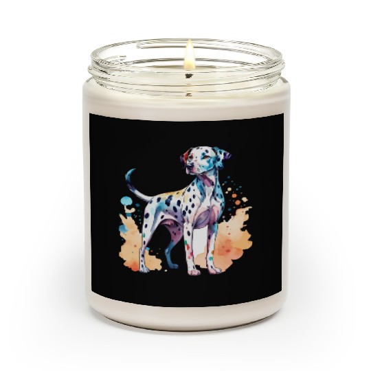 Dalmatian Dog Watercolor Scented Candles