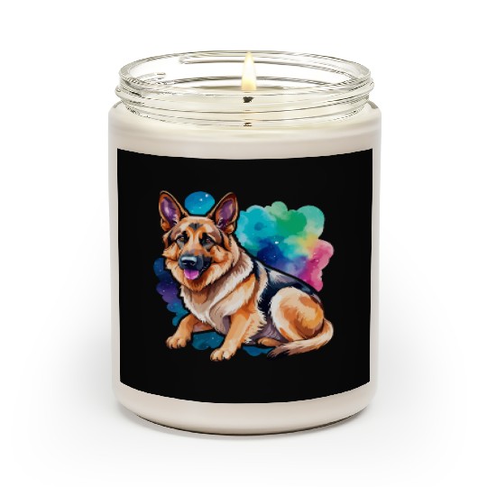 German Shepherd Watercolor Scented Candles
