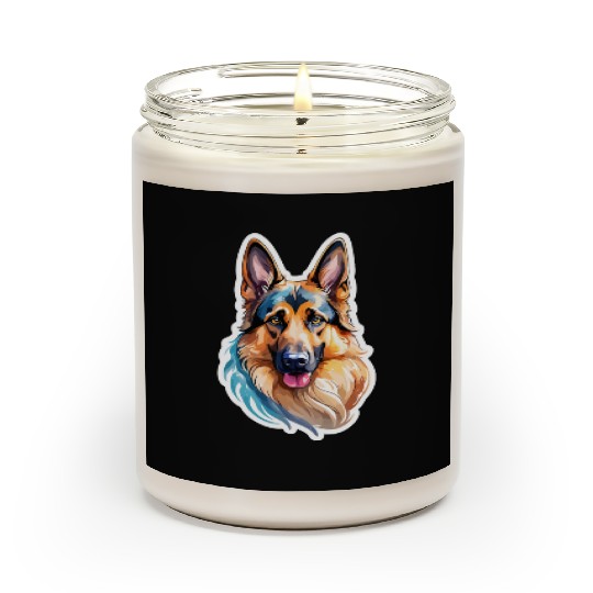 German Shepherd Watercolor Scented Candles