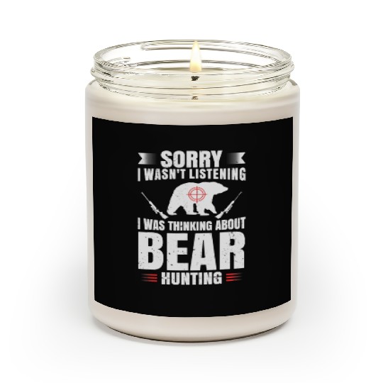 Funny Bear Hunting Lover Fan Hunter Hobby Gun Scented Candles