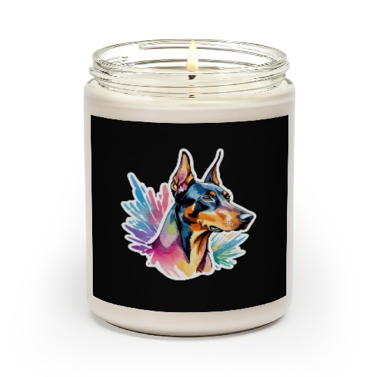 Dobermann Watercolor Scented Candles