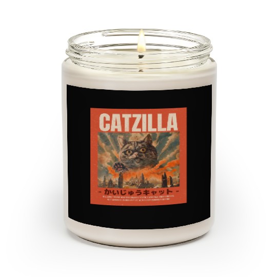 Catzilla Vintage Japanese Funny Angry Cat Scented Candles