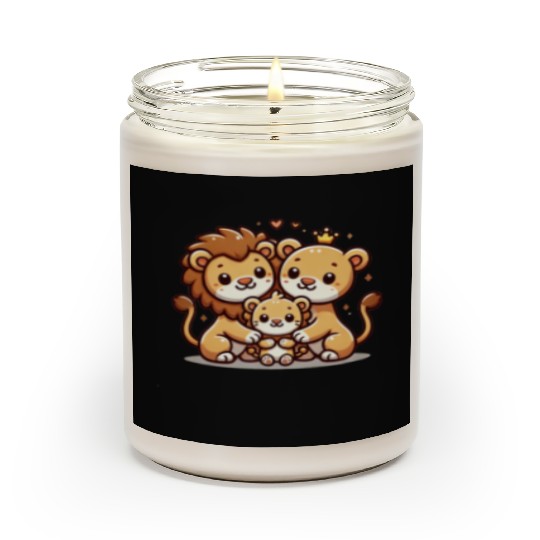 Lion Family Mother And Father With One Child Scented Candles