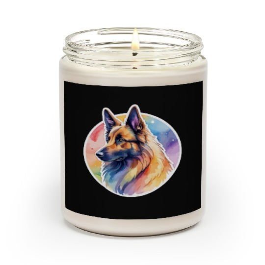 Belgian Shepherd Watercolor Scented Candles