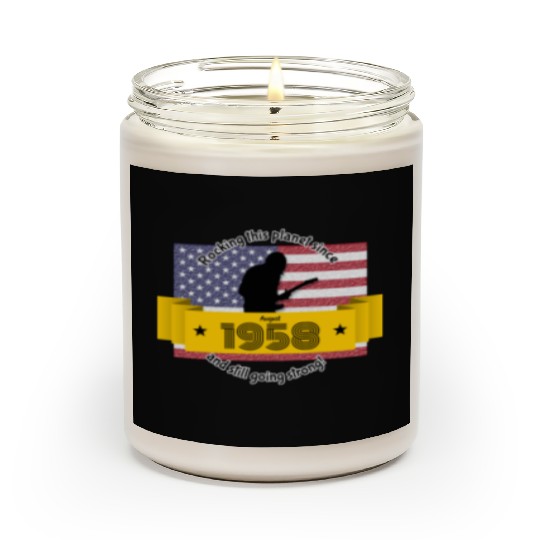 66th birthday Rocking this planet since 08/1958 Scented Candles