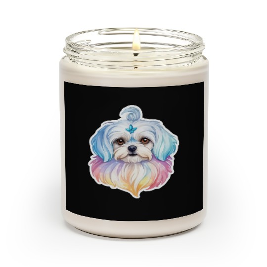 Maltese Dog Watercolor Scented Candles