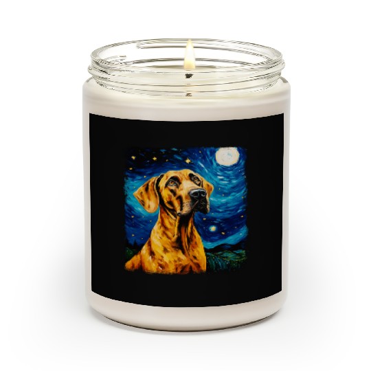 Great Dane Dog Starry Night Painting Scented Candles