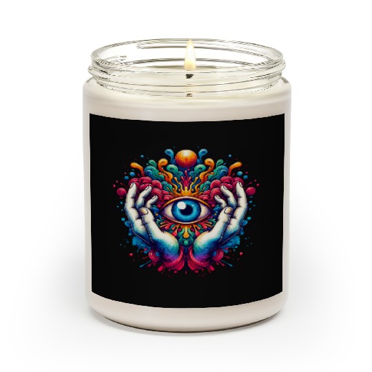 Colorful abstract psychedelic eye design Scented Candles