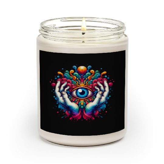 Colorful abstract psychedelic eye design Scented Candles