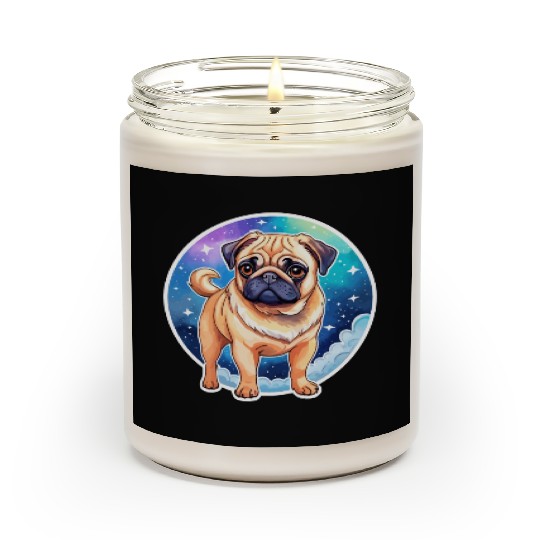 Pug Watercolor Scented Candles