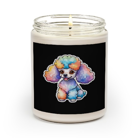 Poodle Watercolor Scented Candles