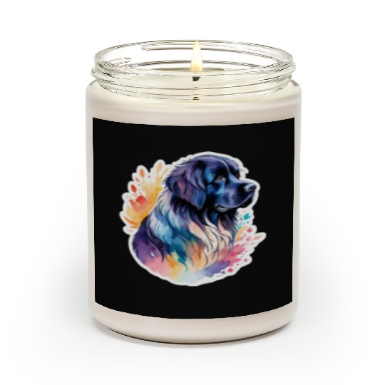 Newfoundland Dog Watercolor Scented Candles