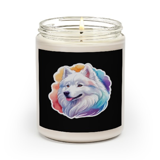 Samoyed Dog Watercolor Scented Candles