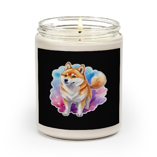 Shiba Inu Watercolor Scented Candles