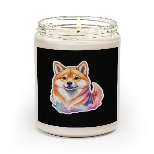 Shiba Inu Watercolor Scented Candles