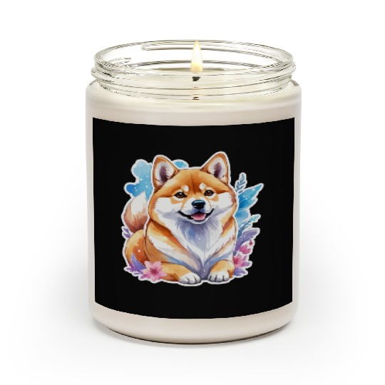 Shiba Inu Watercolor Scented Candles