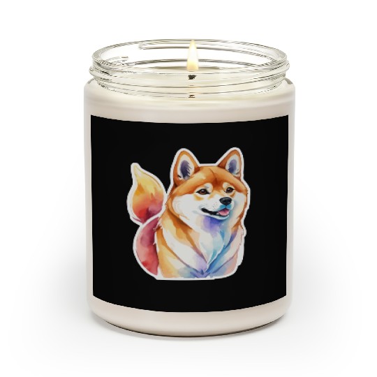 Shiba Inu Watercolor Scented Candles