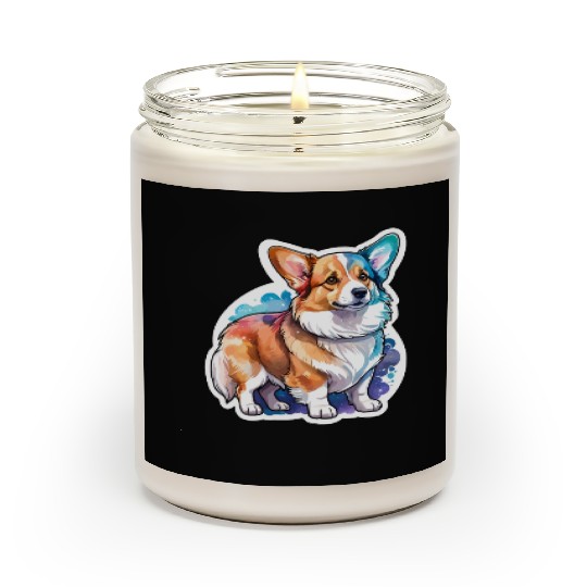 Pembroke Welsh Corgi Watercolor Scented Candles