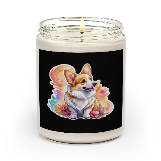 Pembroke Welsh Corgi Watercolor Scented Candles
