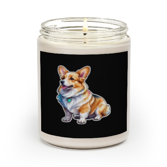 Pembroke Welsh Corgi Watercolor Scented Candles