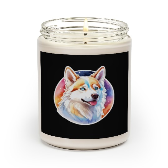 Siberian Husky Watercolor Scented Candles