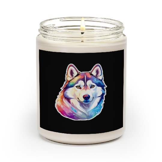 Siberian Husky Watercolor Scented Candles