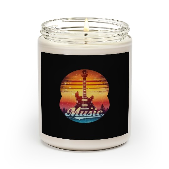 Music Guitar Sunset Vintage Style Streetwear Scented Candles