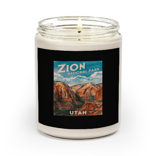 Vintage Travel Zion National Park Utah Landscape Scented Candles
