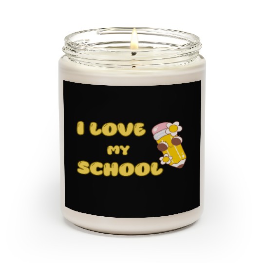 Cute "I Love My School" Pencil Design Scented Candles
