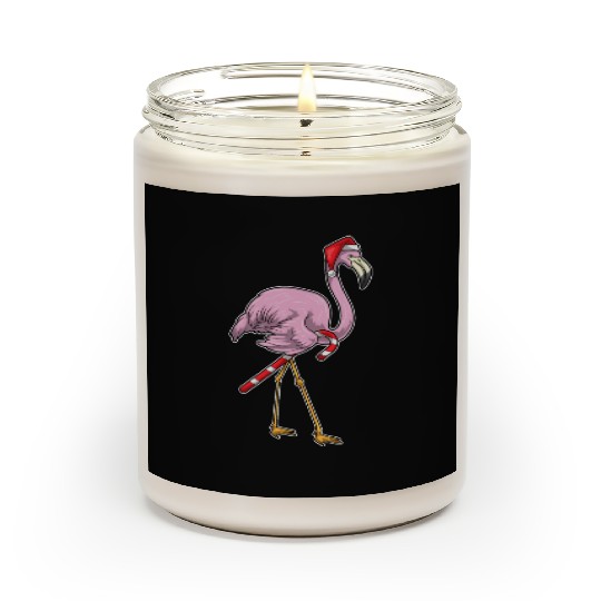 Flamingo Christmas Candy cane Scented Candles
