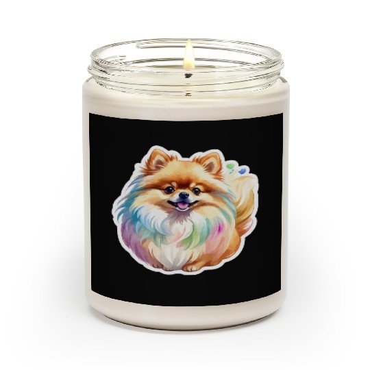Pomeranian Watercolor Scented Candles